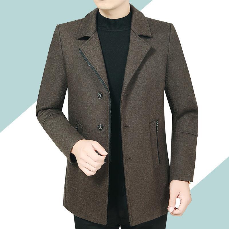 Autumn and winter Casual Middle-aged Men's Woolen Jacket Jacket Men's Short Thickened Mature Men Must-have Jacket