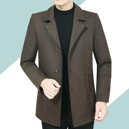 Autumn and winter Casual Middle-aged Men's Woolen Jacket Jacket Men's Short Thickened Mature Men Must-have Jacket