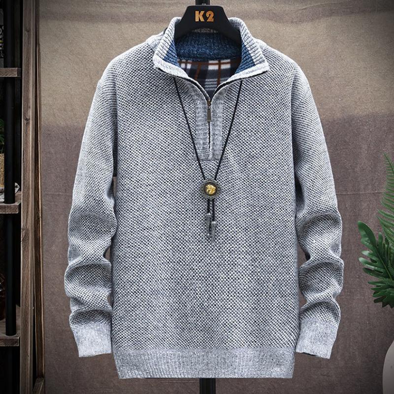 Men's Long-sleeved Turtleneck Sweater Solid Color Fashion Plus Velvet To Keep Warm Sweatshirts Autumn and Winter