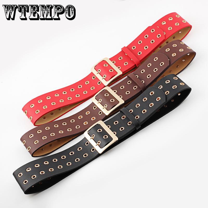 Belt double pin buckle double row ladies fashion pants belt clothing decoration