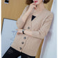 Autumn and Winter Plus Size Sweater Cardigan Solid Color Short Coat Simple Casual Middle-aged Female Jacket