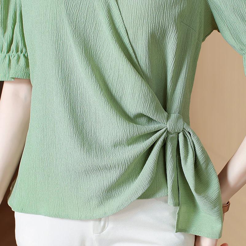 Large Size Shirt Women's Summer French Fashion Loose Square Collar All-match Short-sleeved Top