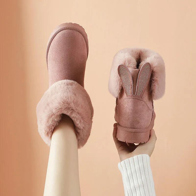 Snow Boots Women Thick Furry Shoes Women Winter Shoes Women Winter Plus Velvet Cotton Shoes Women's Shoes 2021