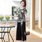 Printed Summer Suit Casual Large Size Two-piece Round Neck Short-sleeved T-shirt + Loose Wide-leg Pants Comfortable and Cool