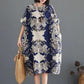 WTEMPO Plus Size Ladies Dress Summer Batwing Sleeve Round Neck Printed Dress Knee-length Length Loose and Comfortable