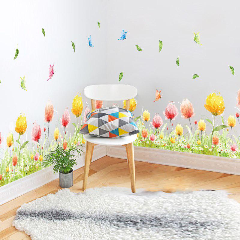 [Wall sticker ]Diy Fantasy Butterfly And Beautiful Flowers Leaf Wall Stickers Home Decor Living Room