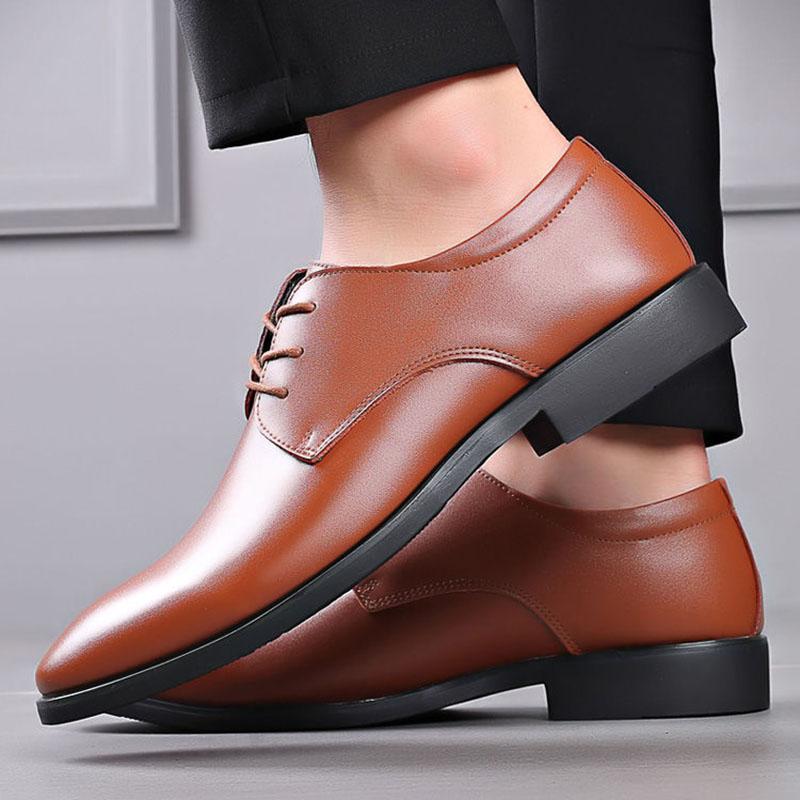 Spring and Autumn Youth British Casual Business Formal Wear Men's Leather Shoes Increased Work Shoes