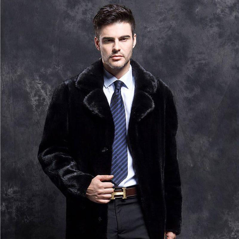 Fur Coat High Imitation Mink Fur Coat Whole Mink Man Coat Long Hooded Suit Collar Coat