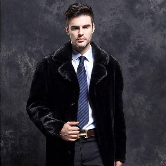 Fur Coat High Imitation Mink Fur Coat Whole Mink Man Coat Long Hooded Suit Collar Coat