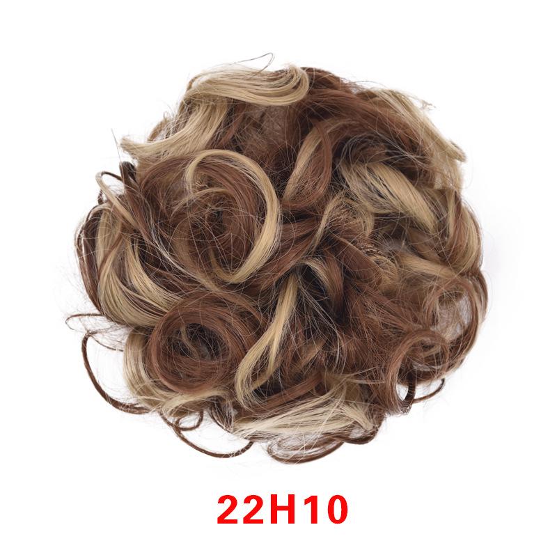 Girls Curly Scrunchie Chignon Rubber Band Multicolor Synthetic Hair Ring Wrap on Messy Bun Ponytails