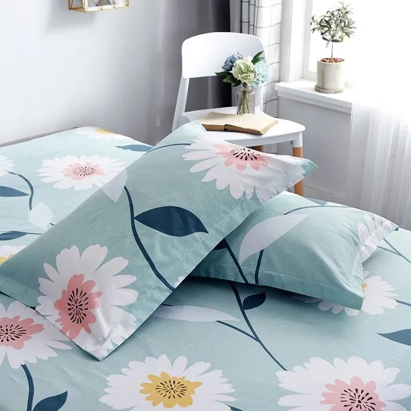 Pure Cotton Twill Pillowcases A Pair of Student Dormitory Simple Printing Pillowcases Single Double Bedroom Pillowcases