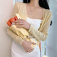 Summer Thin Knitted Sunscreen Cardigan Women's Slim All-match Solid Color Pearl Buckle Ice Silk Short Top