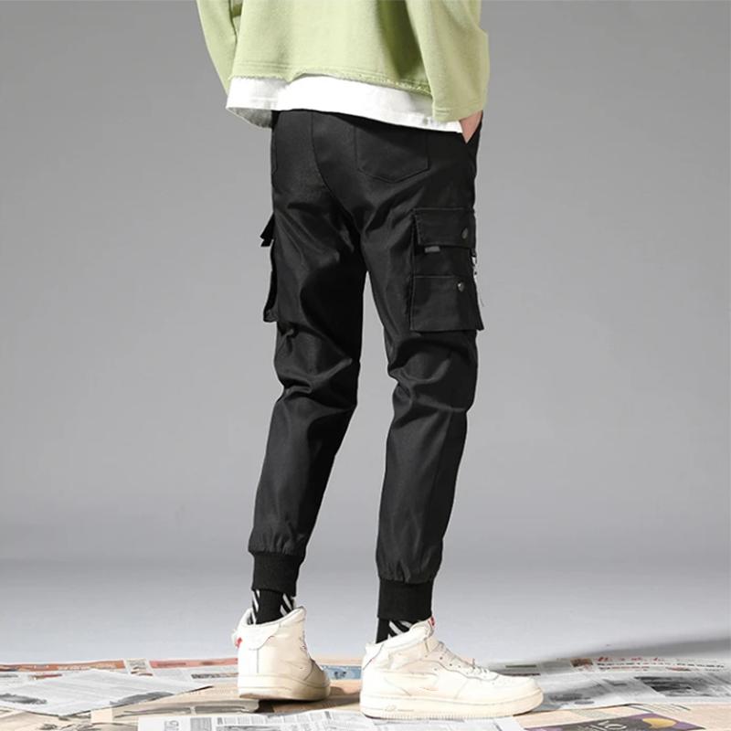 Men's Casual Trousers Sports and Leisure Korean Style Trendy Ankle Pants Pocket Streetwear Small Feet Long Pants Outdoor Mid-waist Elastic Bottoms