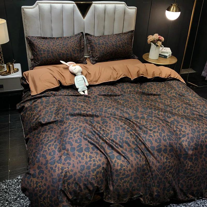Home Textile American Fashion Leopard Print Bedding Double Quilt Cover Sheet Dormitory Four-piece Set