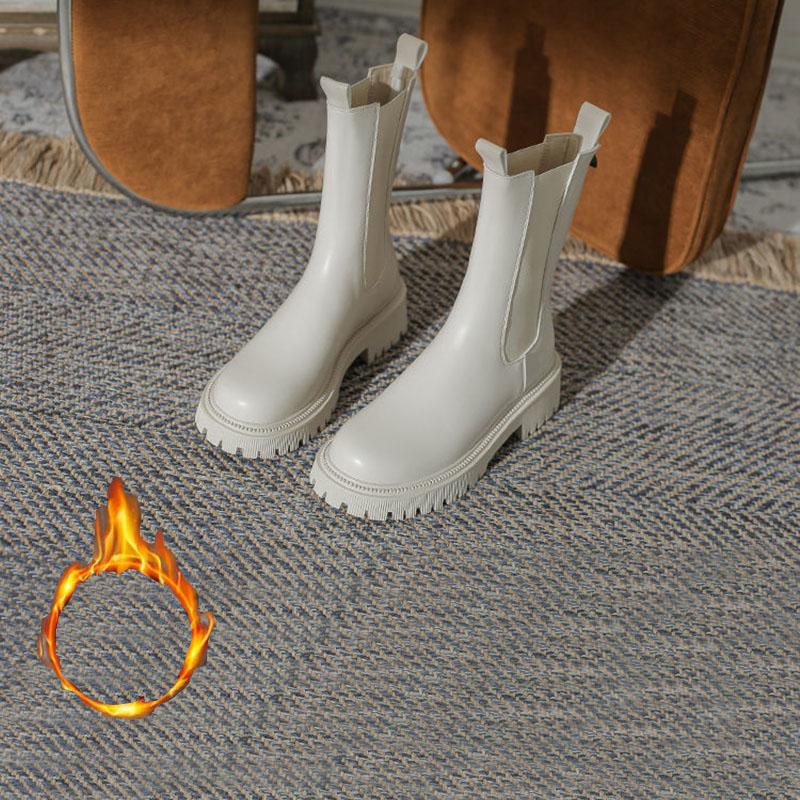 Martin Boots Woman Autumn and Winter Boots Thick Bottom Chelsea Boots Cotton Boots Snow Boots Plus Velvet Warm Winter Boots