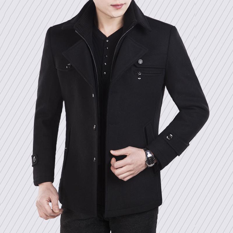Men Winter Wool Coat Men's Jacket Simple Blends Woolen Coat Male Trench Coat Casual Overcoat