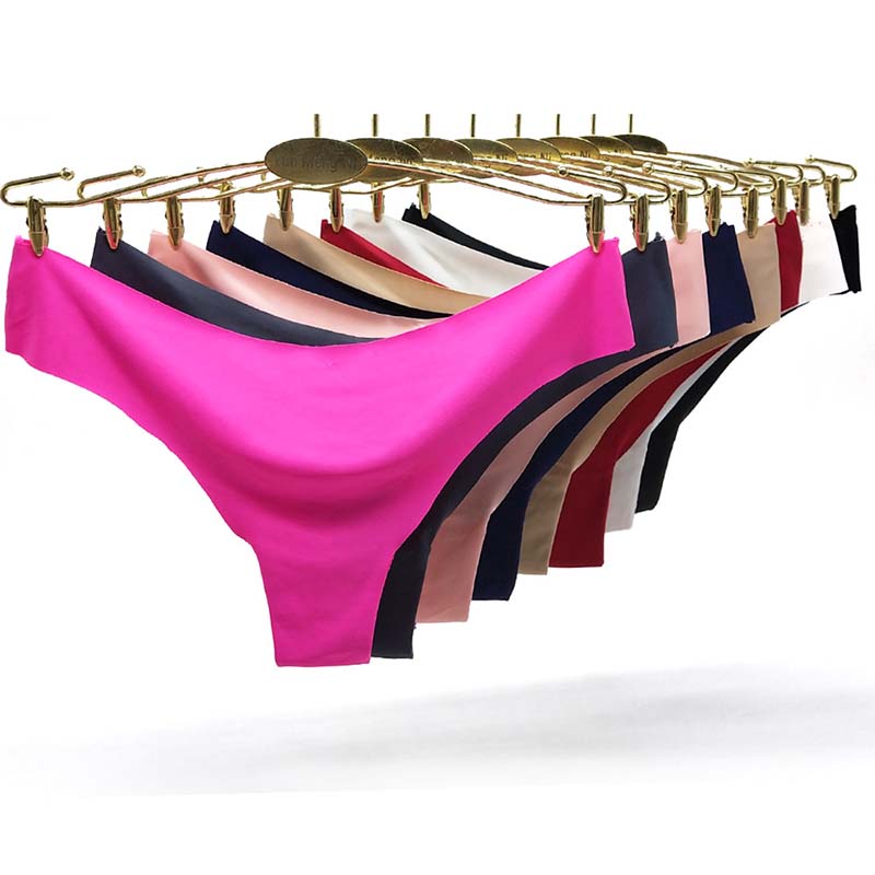 6 Pieces/set of Ice Silk Seamless T-shaped Panties Feminine Fashion Large Size Wide Belt Pure Color Panties