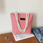 Canvas Bag Ladies Shoulder Bag College Style Striped Portable Handbags Leisure Shopping Handbags