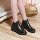 Ankle Boots for Women Thick Bottom Round Toe Leather Boots  All-match Platform Shoes Chunky Heel Plus Velvet Warm Chelsea Boots Plus Size 35-43