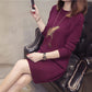 Autumn and Winter Long Round Neck Dress Loose Long-sleeved Knitted Bottom Skirt Feather Pattern All-match Female Sweater Dress