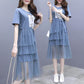 Women Chiffon Deep  Dress Floral Print Sleeveless Dress Beach Maxi Party  Elegant Dress