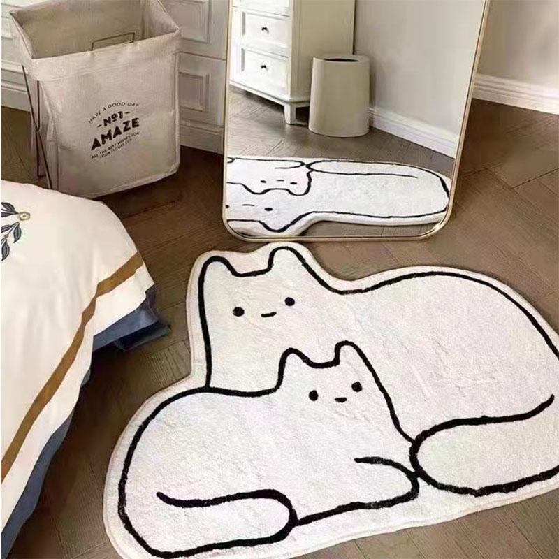 Imitation Cashmere Cute Carpet Girls Dormitory Bedroom Bedside Blanket Non-slip Wear-resistant Machine Washable Cat Blanket Photography Carpet