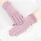 Gloves Women Winter Thick Skin-friendly Warm Cotton Gloves Students Cute Touch Screen Windproof Warm Plus Velvet Cold Riding