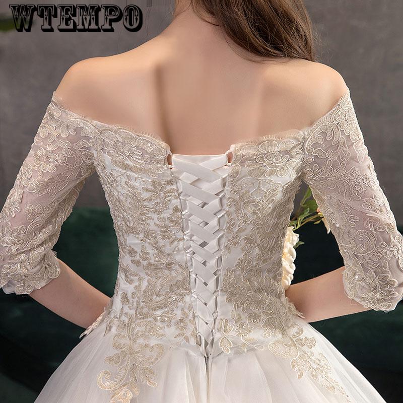 Bridal Wedding Gown White Lace Wedding Dress Train Vintage  vestido De noiva
