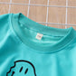 Boys Spring and Autumn Sports Set Long-sleeved Pullover Round Neck Smiley Pattern Printing Gradient Color Sweater Trousers Two-piece Set