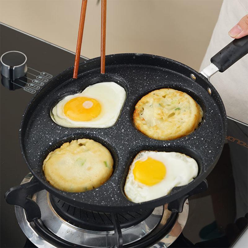 Aluminum Non-stick Frying Pan Creative Four-hole Heart-shaped Breakfast Frying Pan