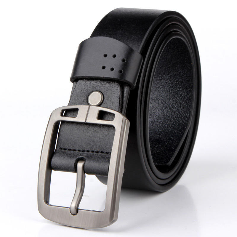 Men Waistband Casual Dress Leather Pin Metal Buckle Belt Black Brown Strap