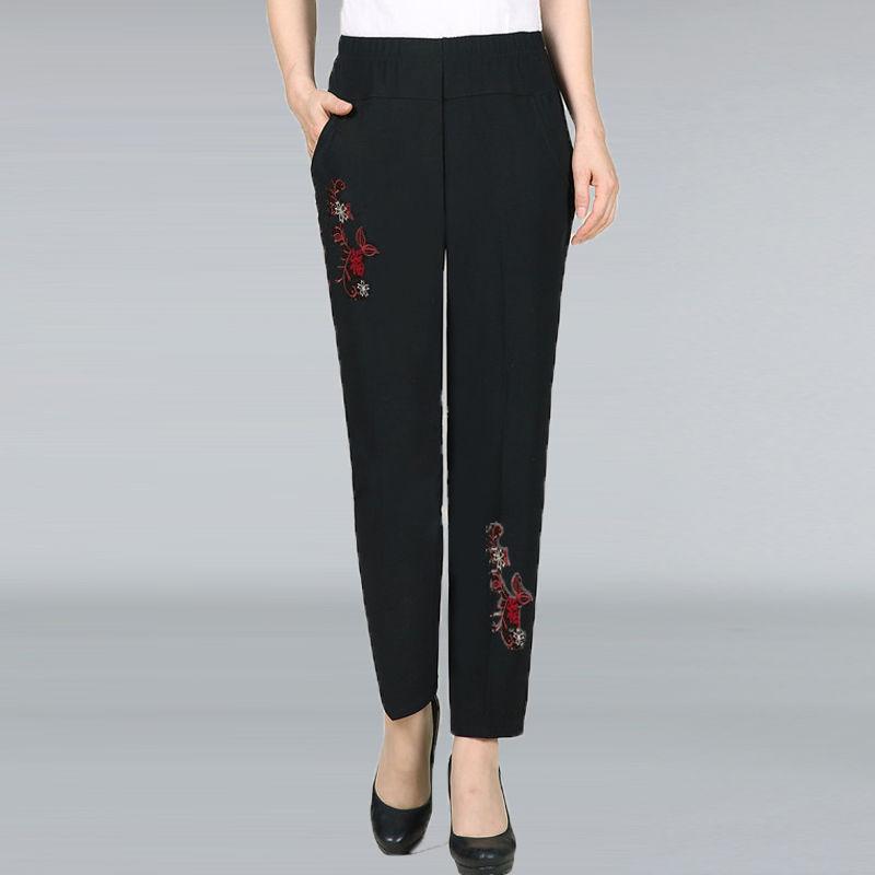 Middle-aged and Elderly Spring and Autumn Women's Pants Grandma High-waist Loose Straight-leg Pants Large Size Pants for The Elderly