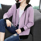 Women's Autumn Knitted Cardigan Coats Female Spring Versatile Long Sleeved Zipper Tops Large Size Solid Color Hooded Sweater