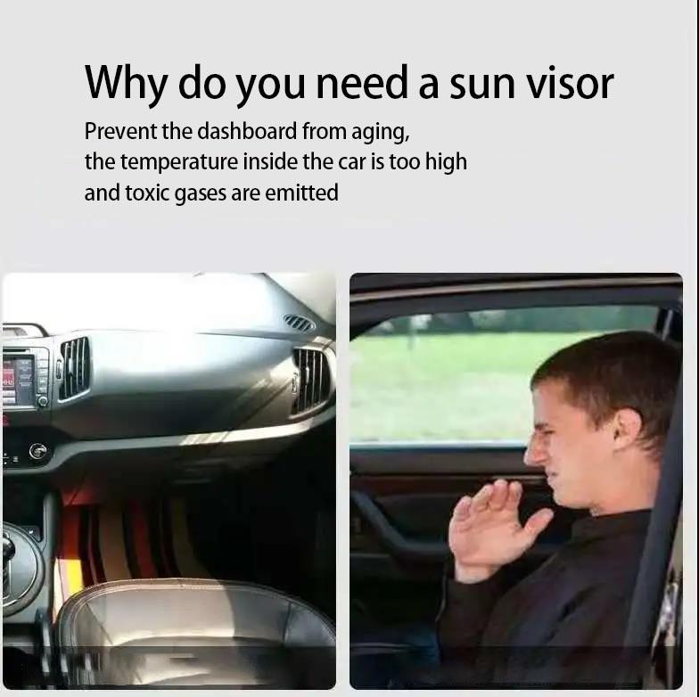 Car Sun Visor Double Ring Folding Storage Silver-plated Cloth Sunshade Block Light Black Bottom Heat Insulation Summer Car Interior Cooling Supplies