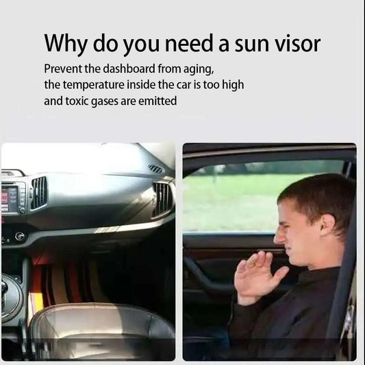 Car Sun Visor Double Ring Folding Storage Silver-plated Cloth Sunshade Block Light Black Bottom Heat Insulation Summer Car Interior Cooling Supplies