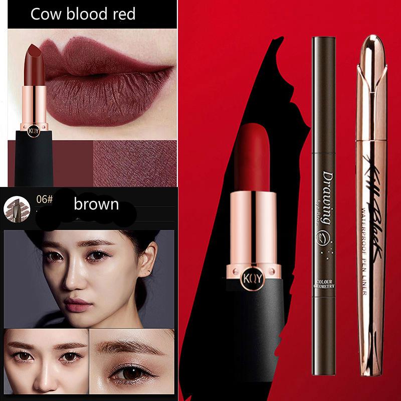 Non-blooming quick-drying thin head hard head eyebrow pencil eyeliner mascara full set of waterproof