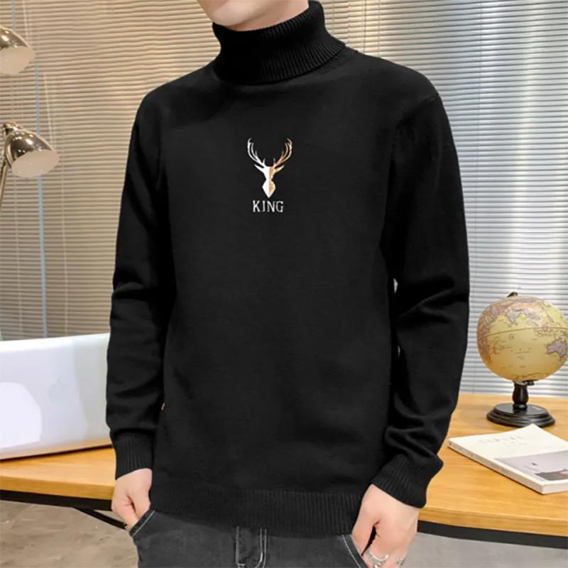 Sweater Men's High Collar Plus Velvet Thickening Youth Warmth Trend All-match Autumn and Winter