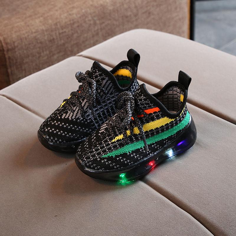 Baby toddler shoes 1-5 years old light sports shoes flying woven shoes children's soft bottom