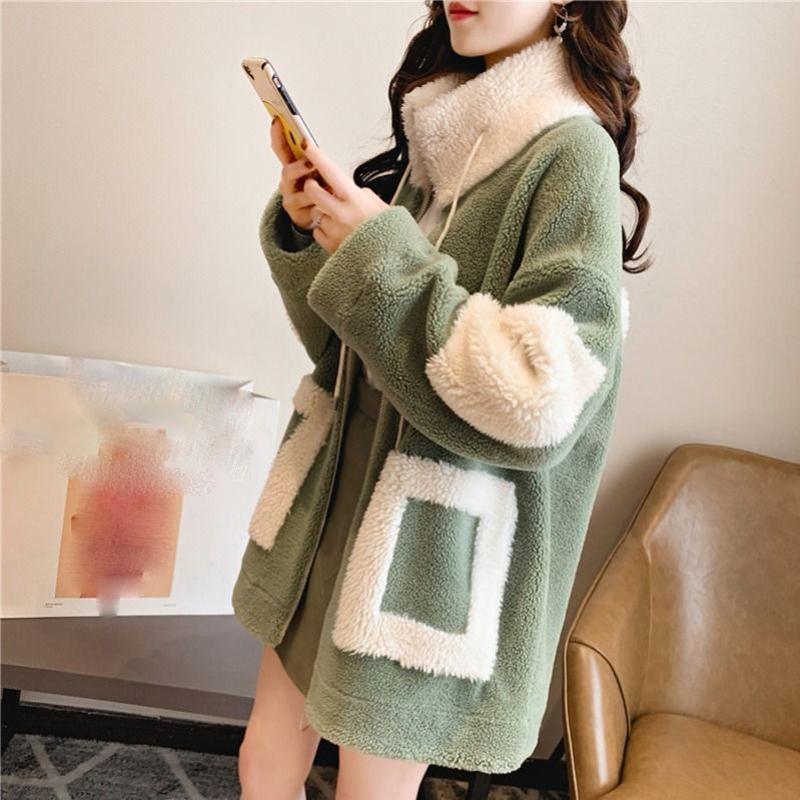Autumn and Winter Thickening Plus Velvet All-match Stand-collar Jacket Mid-length Loose Casual Women's Warm Jacket Women