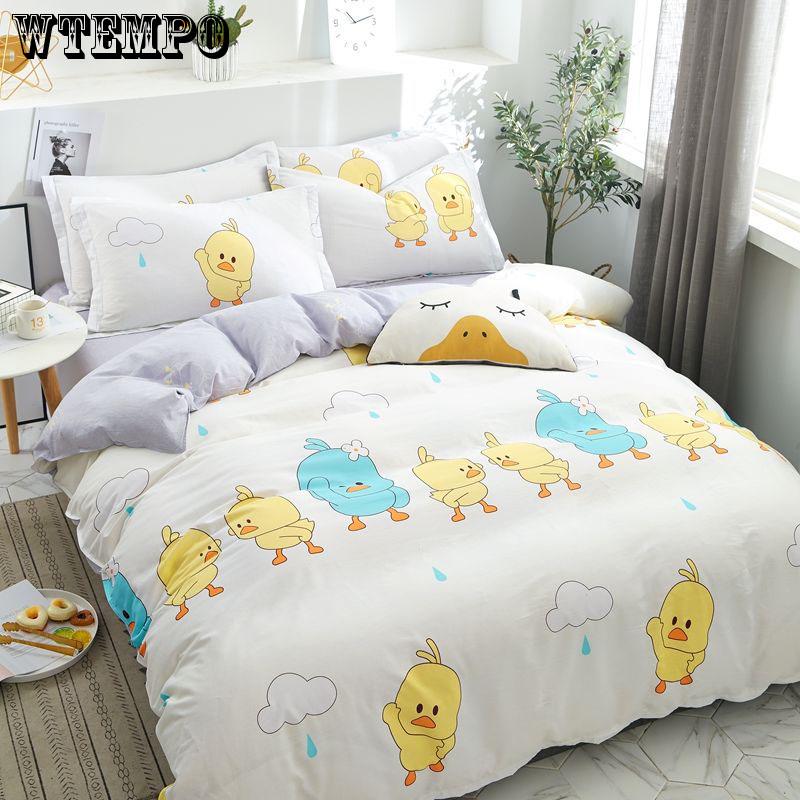 Home Textile 3/4 Pcs Bedding Set Duvet Cover Pillowcase Cute Cartoon Kids Quilt Cover