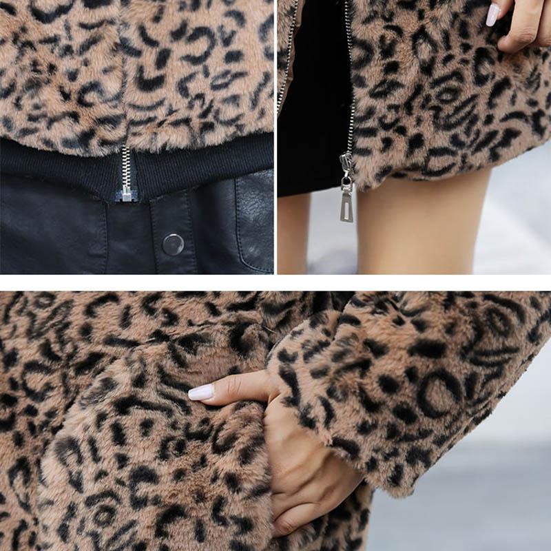 European Women's Leopard Fur Coat Autumn and Winter Imitation Mink Velvet Plus Size Loose Coat Mid-length