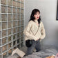 Pofulove Girly Princess Lace Yarn Spliced Neck  Knitwear Skin-friendly Loose Women Pullover Sweater