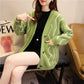Autumn and Winter Mohair Cardigan Jacket Wild Loose Casual Sweater V-neck Knitted Female Top