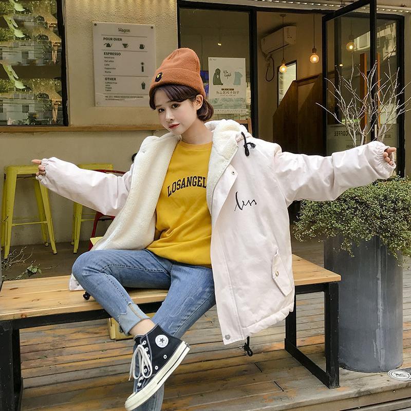 Autumn and Winter Imitation Lamb Wool Coat Korean Thick Loose Cotton Coat Wide Casual Hooded Women's Cotton Coat