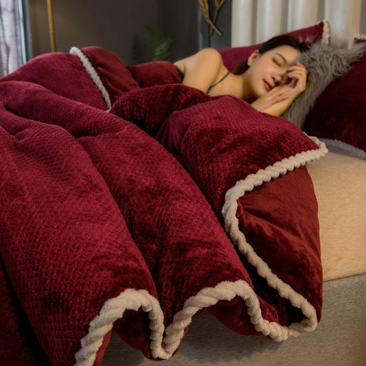 Double-layer Multifunctional Blanket Duvet Cover Single Thickened Warm Fleece Blanket Coral Flannel Nap Leisure Cover Blanket
