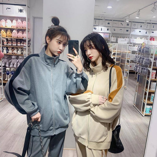 2 Pieces Set  Sports Suit Female Spring Student Women's Fashion Casual Sweater Suit Spring  Autumn Two-piece Suit