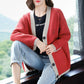 Knitted Cardigan Ladies Spring and Autumn Embroidered Pocket Loose V-Neck Thickened Plus Size Sweater Jacket
