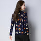 Plus Size Spring, Autumn and Winter Butterfly Print Sweater Cashmere Knit Bottoming Sweater Vintage Slim Warm Woolen Sweater Jumper Outwear