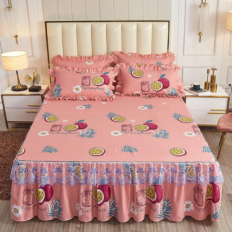 3pcs/set Lace Bed Skirt Korean Four Seasons One-piece Bedspread Cute Princess Style Sheets