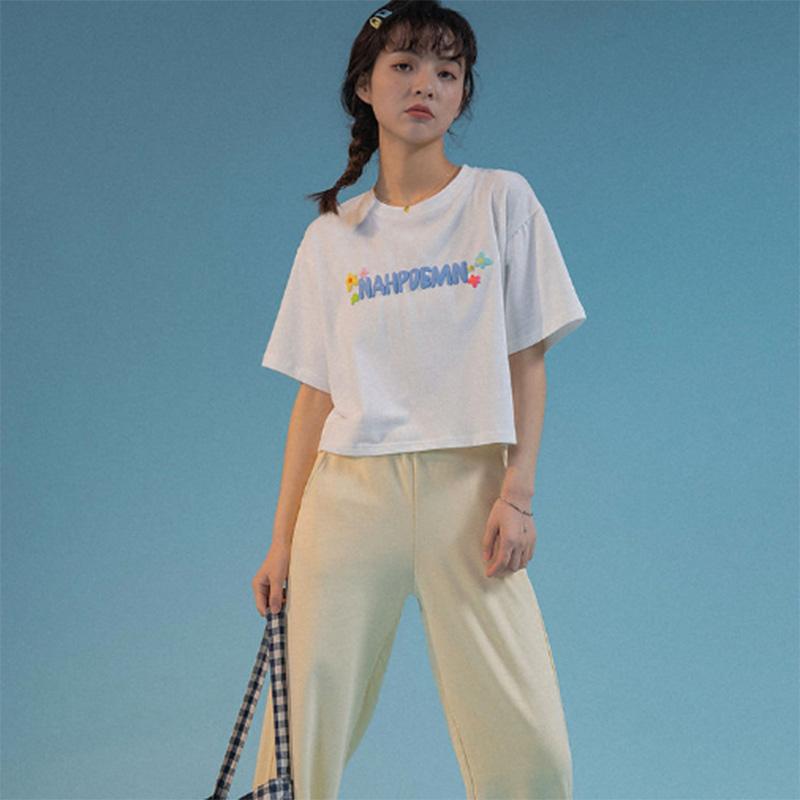 100% Cotton Short Print Short-sleeved T-shirt Women's Design Sense Summer Loose All-match Top Ins Tide